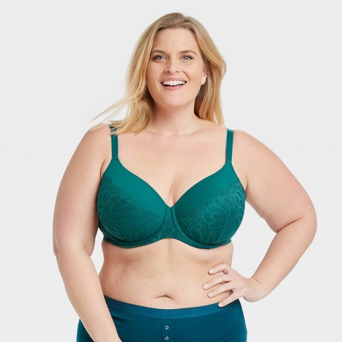 Women's Superstar Lightly Lined T-shirt Bra With Lace - Auden™ Teal 48dd :  Target