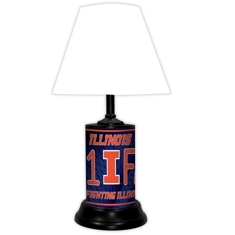 NCAA 18-inch Desk/Table Lamp with Shade, #1 Fan with Team Logo, Illinois Fighting Illini, 1 of 4