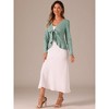 INSPIRE CHIC Women's Tie Front Long Sleeve Crop Ruffle Knit Cardigan Sweaters - 2 of 4