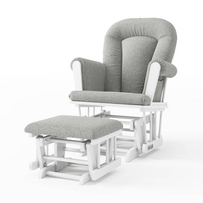 Image of Child Craft Forever Eclectic Tranquil Glider and Ottoman - Matte White/Gray Herringbone