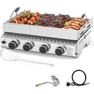 R.W.FLAME Portable 4-Burner Propane Gas Griddle, 32,000 BTU Flat Top Grill with 304 Stainless Steel, Non-Coated Surface for Outdoor Cooking - 1 of 1