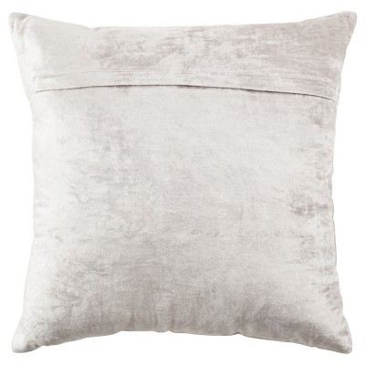 Sophia Silver Zigzag Embroidered Velvet 22" Throw Pillow