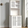 Mshliw Tall Kitchen Pantry Cabinet with Glass Doors, Adjustable Shelves, Open Countertop, Anti-Tip Strap, Storage Cabinet, 72" Storage Hutch - 2 of 4
