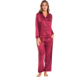 NWT ALEXANDER DEL ROSSA SATIN BUTTON UP TOP AND PANT PAJAMA SET SIZE