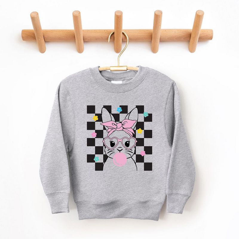 The Juniper Shop Checkered Groovy Bunny Youth Graphic Sweatshirt, 1 of 3