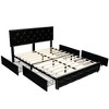Costway Upholstered Platform Bed w/ 4 Drawers PU Leather Button Tufted Headboard - 2 of 4