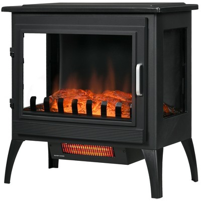 HOMCOM Freestanding Electric Fireplace Stove – White – LED Flame Effect – 3071/6143 BTU