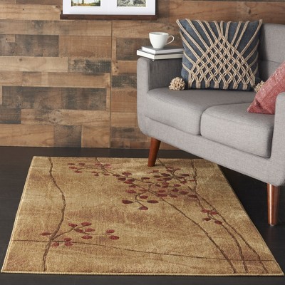 Handmade Latte Synthetic Rectangular Medium Rug