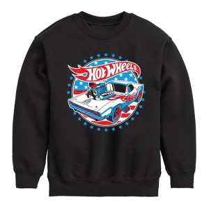Boys' - Hot Wheels - Red, White and Blue Muscle Car Graphic Long Sleeve Fleece Sweatshirt - 1 of 4