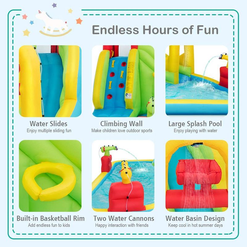 Costway Inflatable Water Slide Kids Splash Pool Bounce House with 480w Blower, 3 of 9