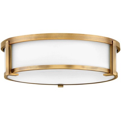 Hinkley Lowell 16" Wide Brass and White Drum Flushmount Ceiling Light