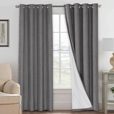 H.Versailtex Linen 100% Blackout Curtains Thermal Insulated Linen Drapes, Grommet White Liner Sold of 2 Panels