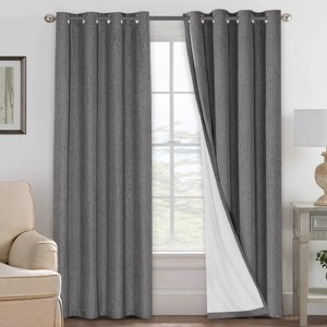 H.Versailtex Linen 100% Blackout Curtains Thermal Insulated Linen Drapes, Grommet White Liner Sold of 2 Panels - 1 of 4