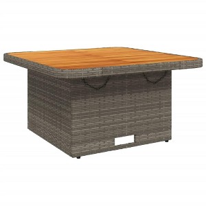 vidaXL Patio Table Gray 31.5 In.x31.5 In.x28 In. Poly Rattan and Acacia Wood - 1 of 4