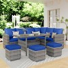 7 Piece Outdoor Patio Furniture Set, Rattan Deck Sectional Conversation Sofa Set with Dining Table, All-Weather 9 Seating Patio Sofa , Porch - 2 of 4