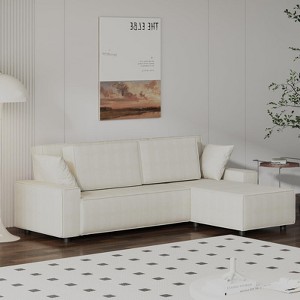 96" L-Shaped Sectional Sofa with Chaise, Modern Corduroy 3-Seater Couch, Modular Sectional Couches Sofa, Wide Arms, for Living Room, Apartment - 1 of 4