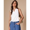 INSPIRE CHIC Women's Summer Sleeveless V Neck Turndown Collar Polo Casual Blouse - 2 of 4
