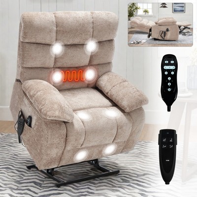 Dual Motor Infinite Position Large Power Lift Recliner Chair with Heat, 8-Point Massage, and Medium-Firm Heavy-Duty Design
