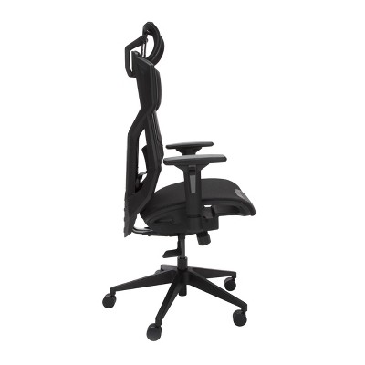 Black Mesh Gaming Chair with Lumbar Support and Adjustable Headrest