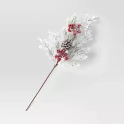 Flocked Pine and Red Berry Stem Arrangement - Threshold™