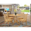 HomeStock 5-Pc Round Natural Oak Finish Solid Wood Top Dining table with 4 Chairs - 2 of 4