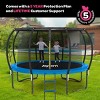 JoyBerri 14ft Outdoor Trampoline – ASTM Certified, Anti-Rust Frame with Enclosure Net, Ladder, Sprinkler & LED Lights - 4 of 4