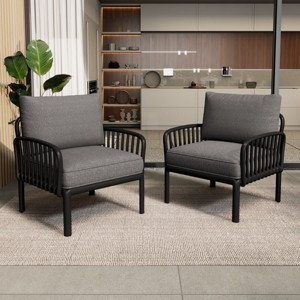 Patio Accent Chair,Modern Arm Chair With Waterproof Thick Cushion,Patio Chairs Outdoor,Outdoor Furniture -Maison Boucle - 1 of 4