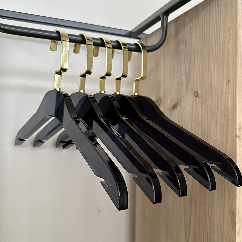 Designstyles Smoke Black Acrylic Clothes Hangers, Luxurious & Heavy-Duty Closet Organizers with Gold Hooks, Perfect for Suits and Sweaters - 10 Pack, 2 of 9