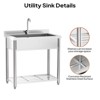 Karl Home 35.4 in. Freestanding Stainless Steel Large Single Basin Utility Sink with Shelve - 4 of 4