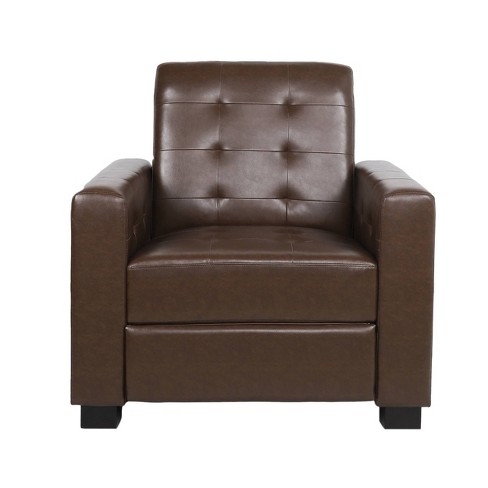 Craigue Contemporary Tufted Faux Leather Pushback Recliner Dark