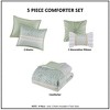 Sapphtopaz Comforter Set Farmhouse Style Seersucker Floral Print Lace Embellishment Reversible Cotton Quilt Set - 4 of 4