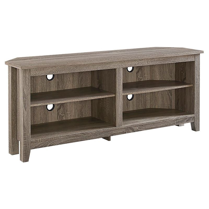 Transitional 4 Cubby Wood Open Storage Corner TV Stand for TVs up to 65" - Saracina Home, 5 of 10