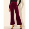 Allegra K Women's Velvet Tie Waist Stretchy Wide Leg Pants with Pockets - 4 of 4