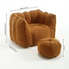 Bean Bag Sofa with Ottoman, Modern Soft Bean Bag Chair with Armrests, Chenille Square Lazy Couch - 2 of 4