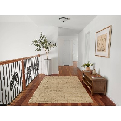 Natural Geometric Wool Hand Tufted Runner Rug