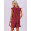 INSPIRE CHIC Women's Cute Ruffle Trim Cap Sleeve Tops and Shorts 2 Piece Pajama Sets - 4 of 4