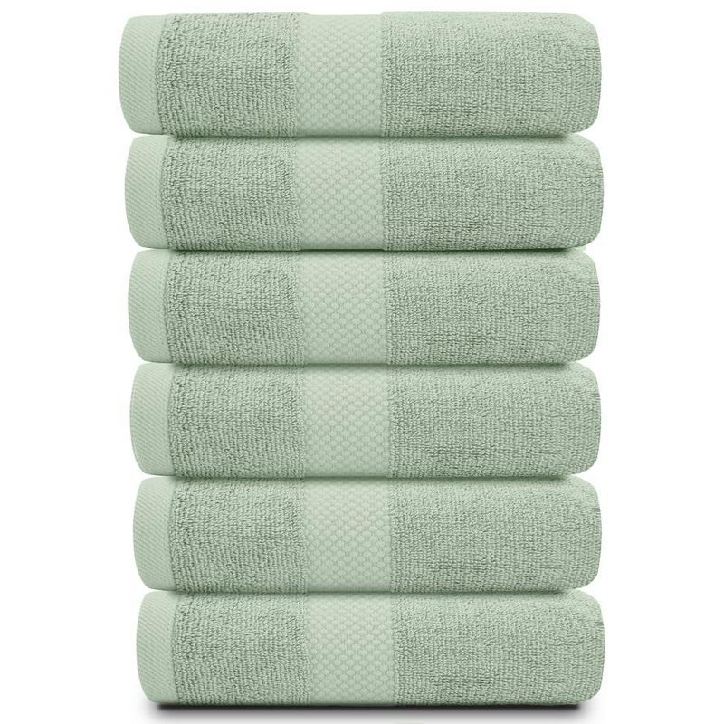 White Classic Luxury 100% Cotton Hand Towels Set of 6 - 16x30", 2 of 6