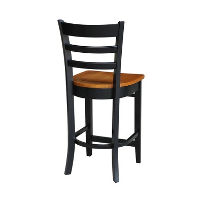 Emily Black and Cherry Wood Counter Height Barstool