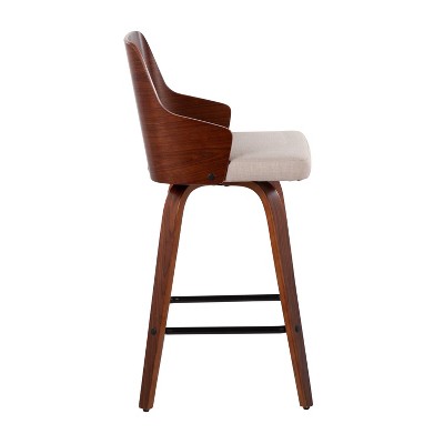 Ariana Mid-Century Modern Swivel Counter Stool in Beige