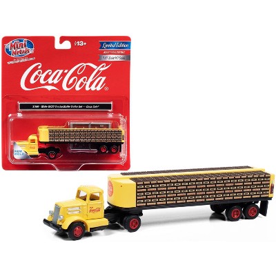 White WC22 Truck Tractor with Bottle Trailer Yellow "Coca-Cola" 1/87 (HO) Scale Model by Classic Metal Works