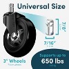 Lifelong Office Chair Caster Wheels for Hardwood Floors and Carpet, Heavy Duty, Universal Fit - 4 of 4