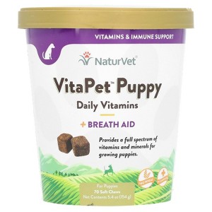 NaturVet VitaPet Puppy, Daily Vitamins + Breath Aid, For Puppies, 70 Soft Chews, 5.4 oz (154 g) - 1 of 4