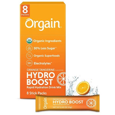 Orgain Organic Hydro Boost Rapid Hydration Electrolyte Drink Mix Vegan  Powder - Orange Tangerine - 8ct : Target