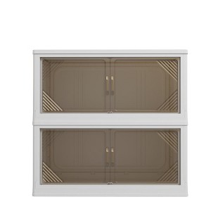NicBex 2-Pack 31.5 Inch Transparent Plastic Storage Cabinets for Closet Organizers and Storage,Folding Storage Box with Open Front Door,Beige - 1 of 4