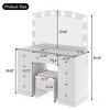 FONTOI 44.3"W Makeup Vanity with Cushioned Stool 9 Storage Drawers Classic Dressing Table for Bedroom Dressing Room, White, 44.25"*15.74"*53.5" - 3 of 4
