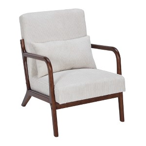 Rbied Mid-Century Modern Style Wood Accent Chair Living Room Chairs Reading Chair with Pillow and Cushion - 1 of 4