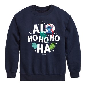 Boys' - Lilo and Stitch - Alo Ho Ho Ho Ha Graphic Long Sleeve Fleece Sweatshirt - 1 of 4