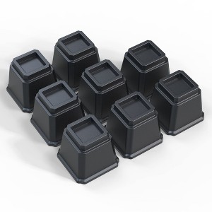 Aoibox Bed Risers 5 Inch Heavy Duty Set of 8 for Bed Frame Couch Desk Chair Lifts Up to 3,500 lb Black Storage Solution - 1 of 4
