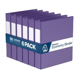 Davis Group 6pk 1.5" Premium Economy Angled D-Ring Binder Purple: XL Hard Cover, 350 Sheet Capacity, 2 Pockets - 1 of 4