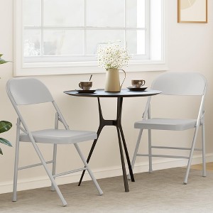 2 Pack All-Steel Folding Chairs with Backrest, Heavy Duty Metal Foldable Dining Chair Set of 4 Hold Up to 350 LBS - 1 of 4